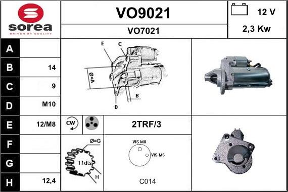 SNRA VO9021 - Käynnistinmoottori inparts.fi