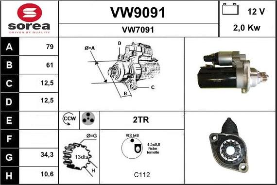 SNRA VW9091 - Käynnistinmoottori inparts.fi