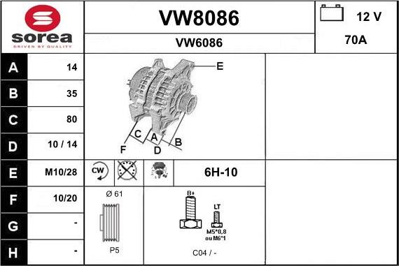 SNRA VW8086 - Laturi inparts.fi