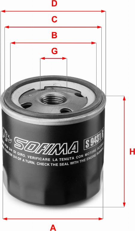 Sofima S 9431 R - Öljynsuodatin inparts.fi