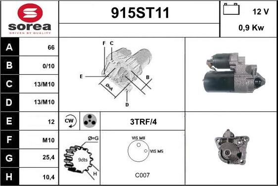 STARTCAR 915ST11 - Käynnistinmoottori inparts.fi