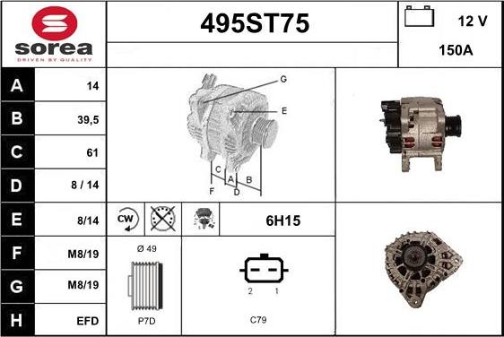 STARTCAR 495ST75 - Laturi inparts.fi