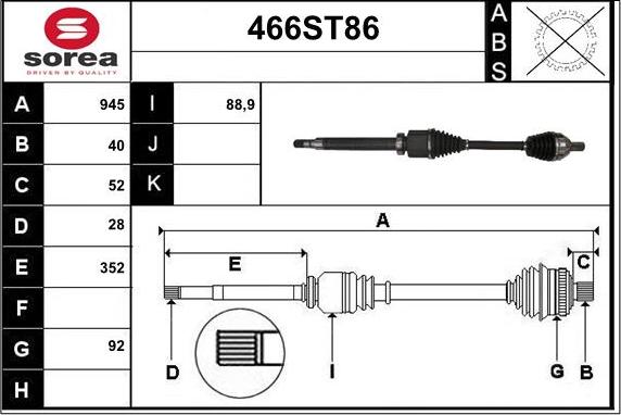 STARTCAR 466ST86 - Vetoakseli inparts.fi