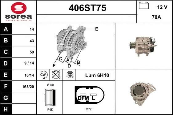 STARTCAR 406ST75 - Laturi inparts.fi