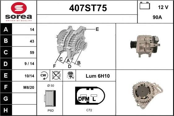 STARTCAR 407ST75 - Laturi inparts.fi