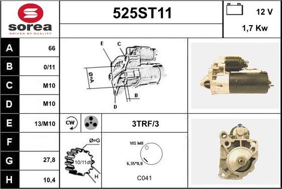 STARTCAR 525ST11 - Käynnistinmoottori inparts.fi