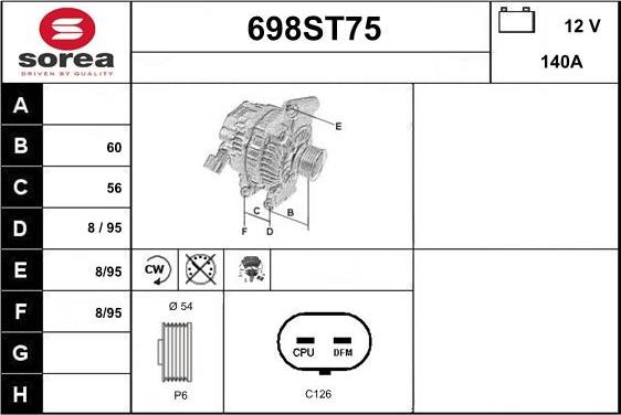 STARTCAR 698ST75 - Laturi inparts.fi