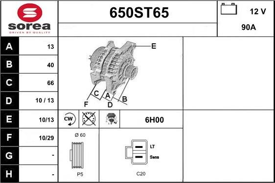 STARTCAR 650ST65 - Laturi inparts.fi