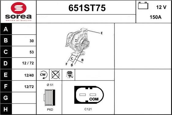 STARTCAR 651ST75 - Laturi inparts.fi