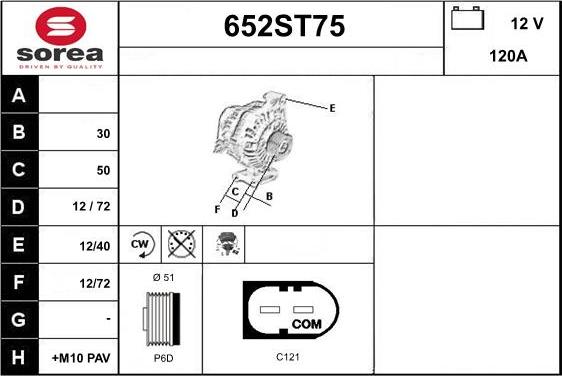 STARTCAR 652ST75 - Laturi inparts.fi