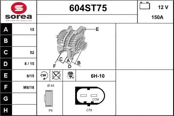 STARTCAR 604ST75 - Laturi inparts.fi