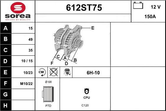 STARTCAR 612ST75 - Laturi inparts.fi