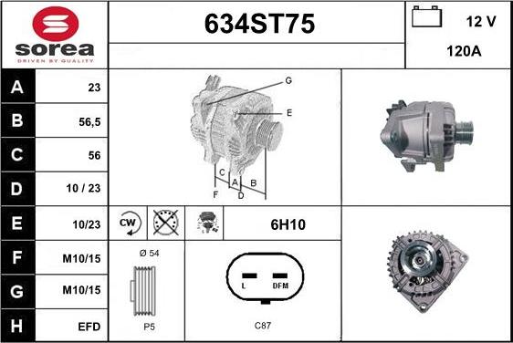 STARTCAR 634ST75 - Laturi inparts.fi