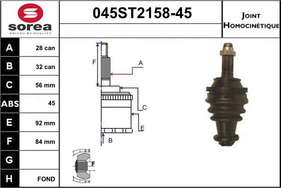 STARTCAR 045ST2158-45 - Nivelsarja, vetoakseli inparts.fi