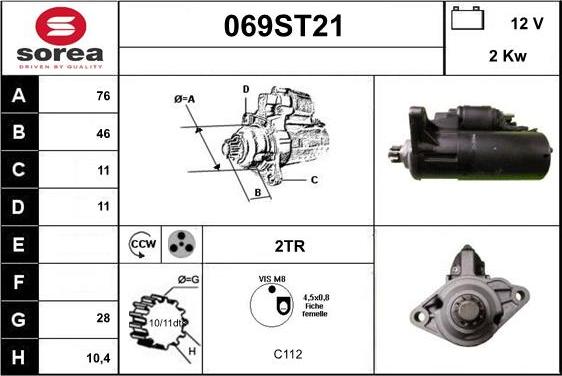 STARTCAR 069ST21 - Käynnistinmoottori inparts.fi