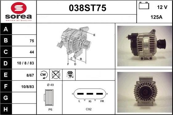 STARTCAR 038ST75 - Laturi inparts.fi