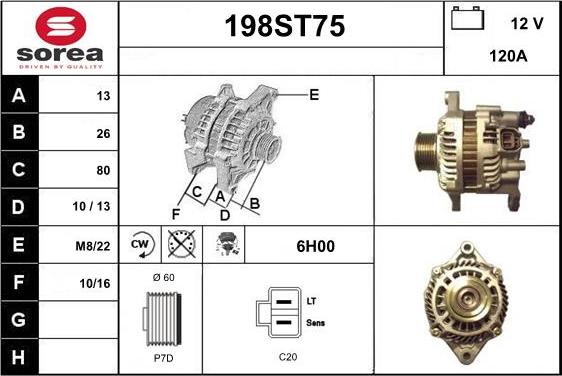 STARTCAR 198ST75 - Laturi inparts.fi