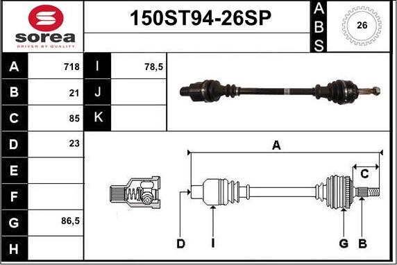 STARTCAR 150ST94-26SP - Vetoakseli inparts.fi