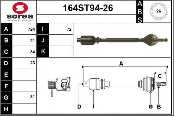 STARTCAR 164ST94-26 - Vetoakseli inparts.fi