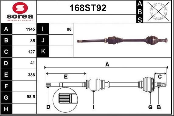 STARTCAR 168ST92 - Vetoakseli inparts.fi