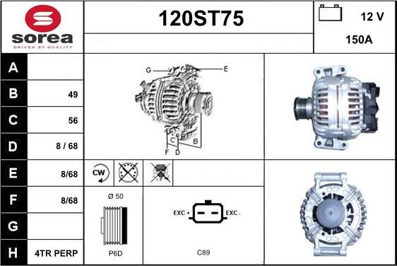 STARTCAR 120ST75 - Laturi inparts.fi