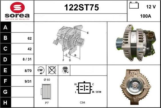 STARTCAR 122ST75 - Laturi inparts.fi