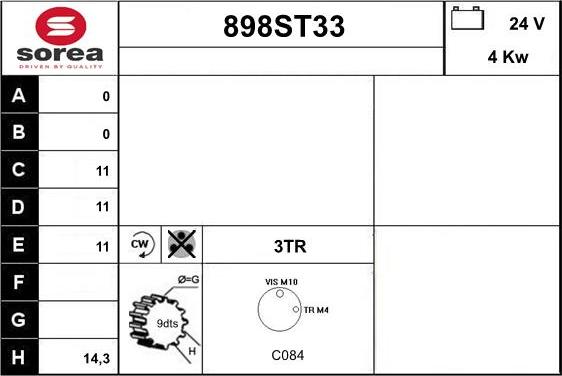 STARTCAR 898ST33 - Käynnistinmoottori inparts.fi