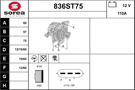 STARTCAR 836ST75 - Laturi inparts.fi