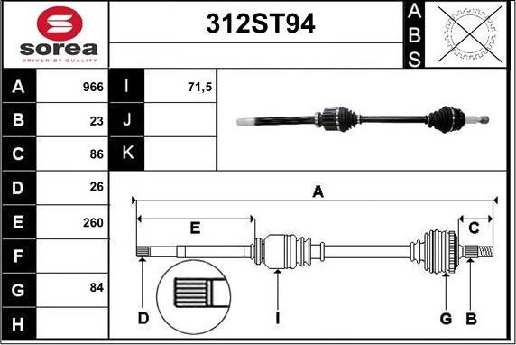 STARTCAR 312ST94 - Vetoakseli inparts.fi