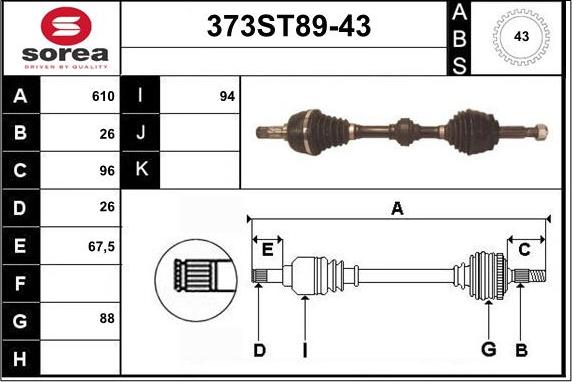 STARTCAR 373ST89-43 - Vetoakseli inparts.fi