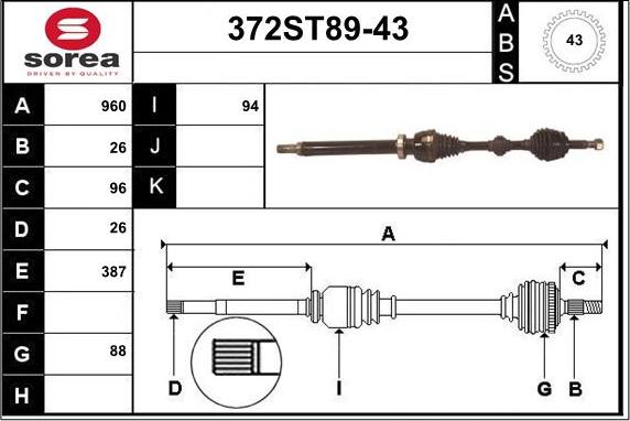 STARTCAR 372ST89-43 - Vetoakseli inparts.fi