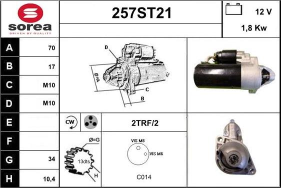 STARTCAR 257ST21 - Käynnistinmoottori inparts.fi