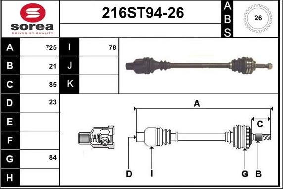 STARTCAR 216ST94-26 - Vetoakseli inparts.fi