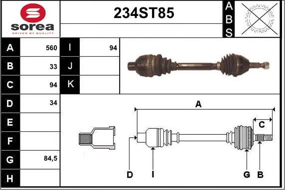 STARTCAR 234ST85 - Vetoakseli inparts.fi