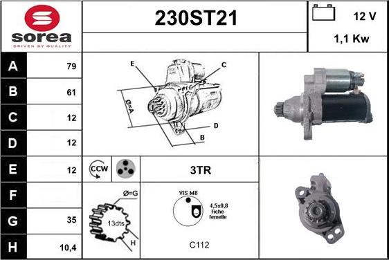 STARTCAR 230ST21 - Käynnistinmoottori inparts.fi