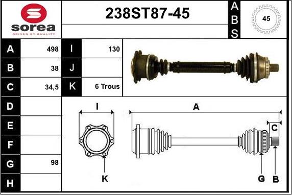 STARTCAR 238ST87-45 - Vetoakseli inparts.fi