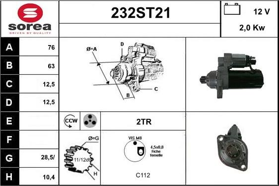 STARTCAR 232ST21 - Käynnistinmoottori inparts.fi