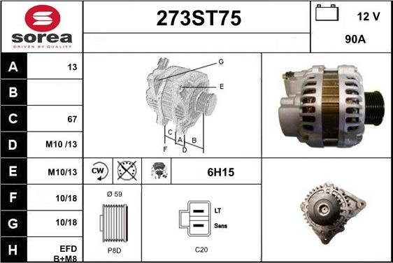 STARTCAR 273ST75 - Laturi inparts.fi