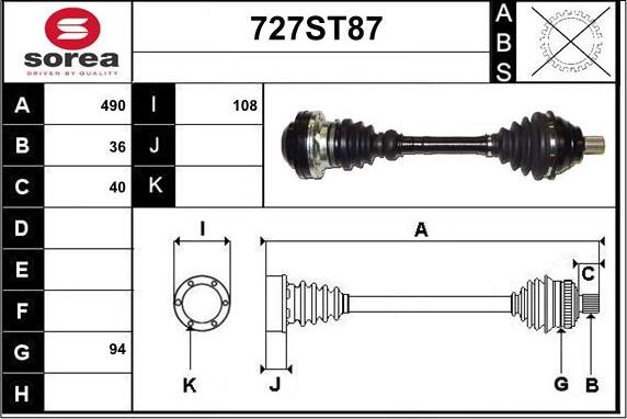 STARTCAR 727ST87 - Vetoakseli inparts.fi