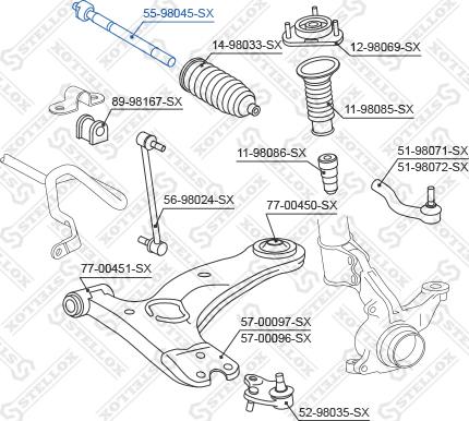 Stellox 55-98045-SX - Raidetangon pää, suora inparts.fi