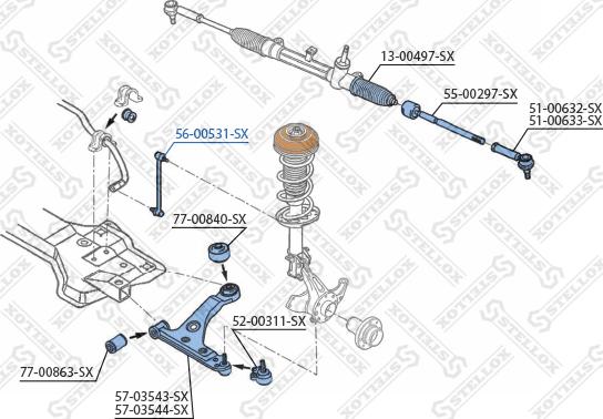 Stellox 56-00531-SX - Tanko, kallistuksenvaimennin inparts.fi