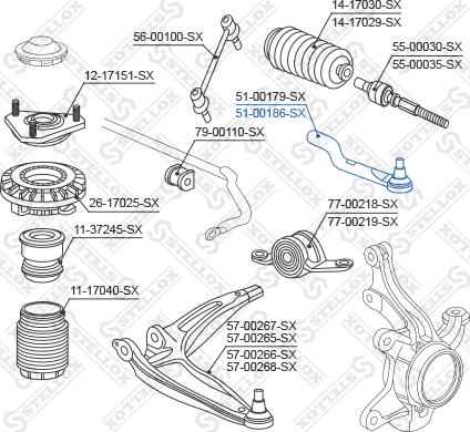 Stellox 51-00186-SX - Raidetangon pää inparts.fi