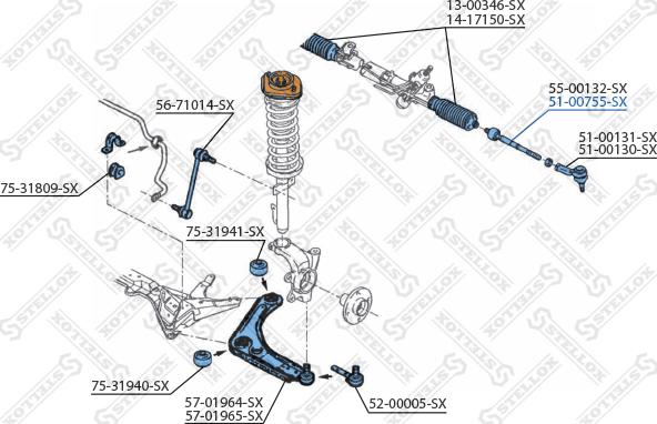 Stellox 51-00755-SX - Raidetangon pää, suora inparts.fi