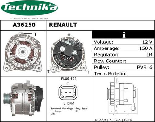 Technika A36250 - Laturi inparts.fi