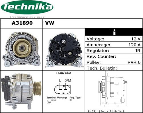 Technika A31890 - Laturi inparts.fi