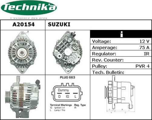 Technika A20154 - Laturi inparts.fi