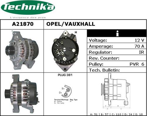 Technika A21870 - Laturi inparts.fi