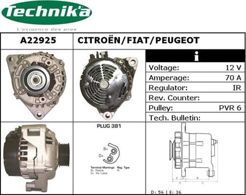 Technika A22925 - Laturi inparts.fi