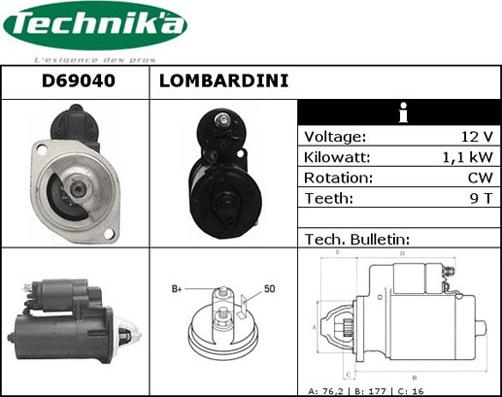 Technika D69040 - Käynnistinmoottori inparts.fi