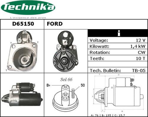 Technika D65150 - Käynnistinmoottori inparts.fi